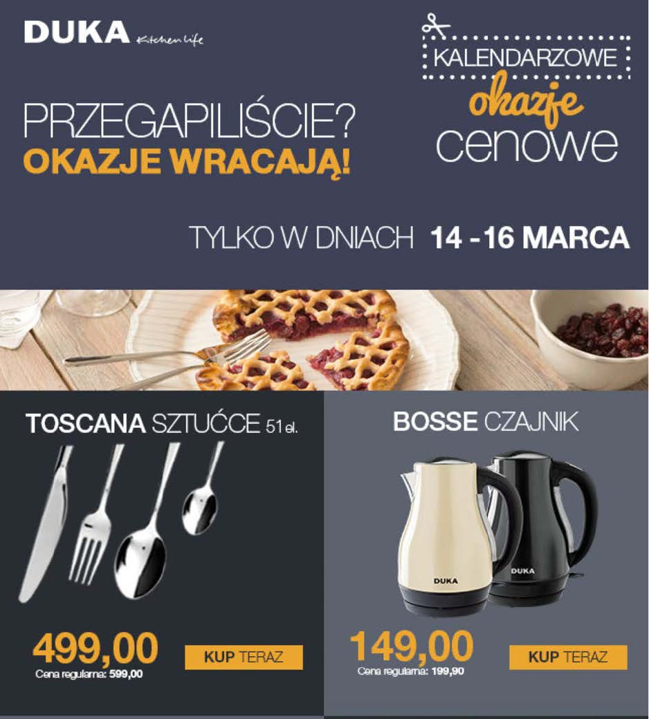 Fragment wiadomości od marki Duka